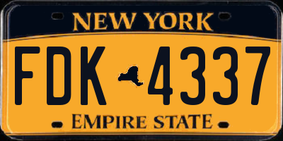 NY license plate FDK4337