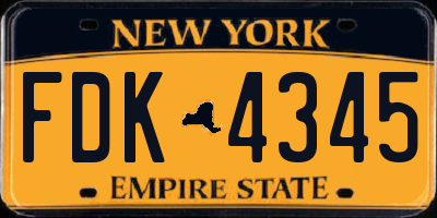 NY license plate FDK4345