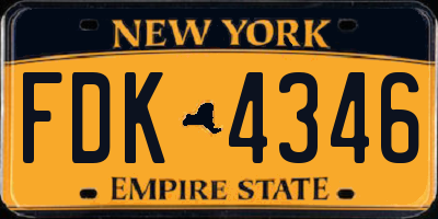 NY license plate FDK4346