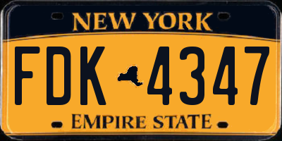 NY license plate FDK4347