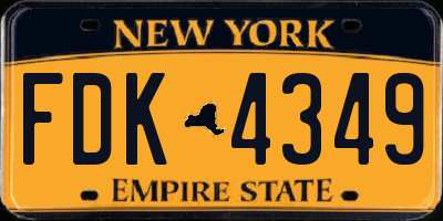 NY license plate FDK4349