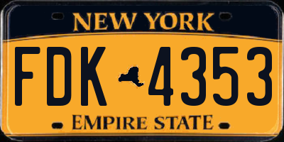 NY license plate FDK4353