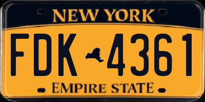 NY license plate FDK4361