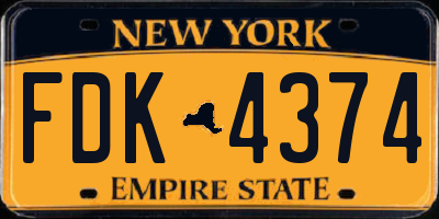 NY license plate FDK4374