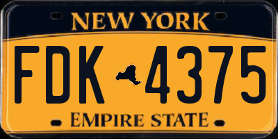 NY license plate FDK4375