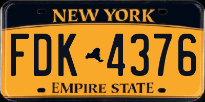 NY license plate FDK4376