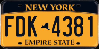 NY license plate FDK4381
