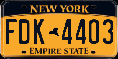 NY license plate FDK4403