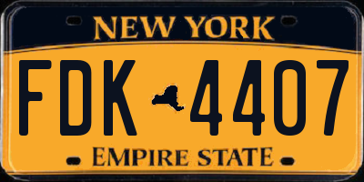 NY license plate FDK4407