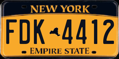 NY license plate FDK4412