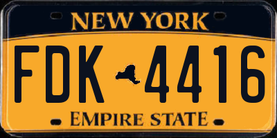 NY license plate FDK4416