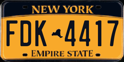NY license plate FDK4417
