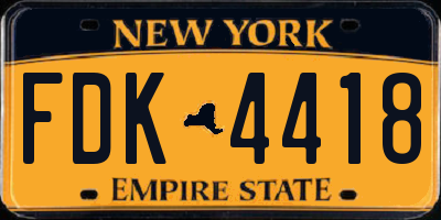 NY license plate FDK4418