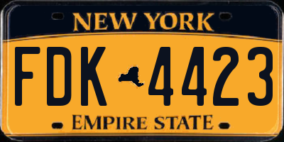 NY license plate FDK4423