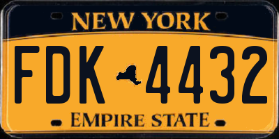 NY license plate FDK4432