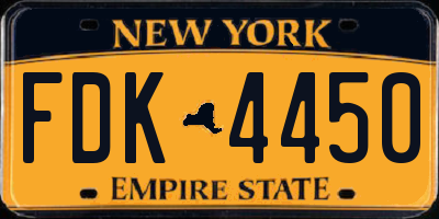 NY license plate FDK4450