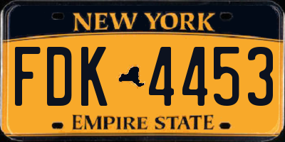 NY license plate FDK4453