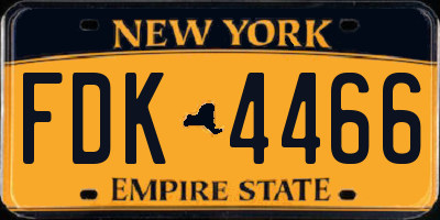 NY license plate FDK4466
