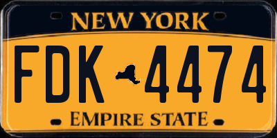 NY license plate FDK4474