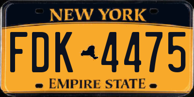 NY license plate FDK4475
