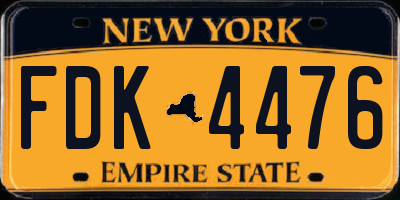 NY license plate FDK4476