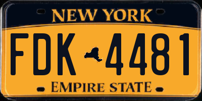 NY license plate FDK4481