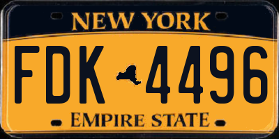 NY license plate FDK4496