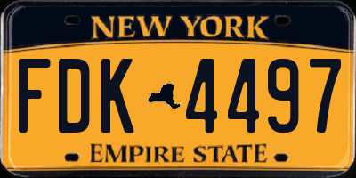 NY license plate FDK4497