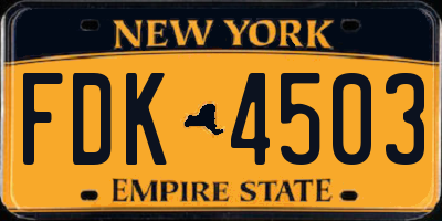NY license plate FDK4503
