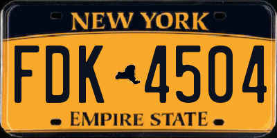 NY license plate FDK4504