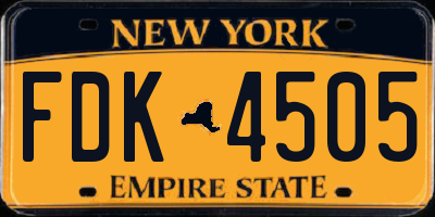 NY license plate FDK4505