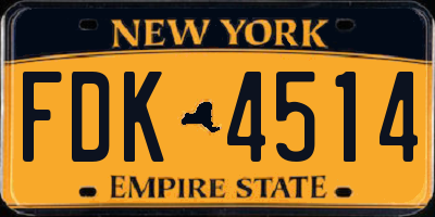 NY license plate FDK4514