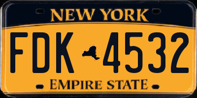 NY license plate FDK4532