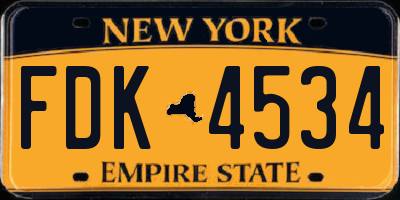 NY license plate FDK4534