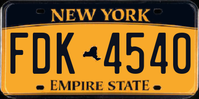 NY license plate FDK4540