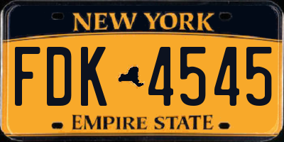 NY license plate FDK4545
