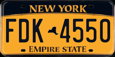 NY license plate FDK4550