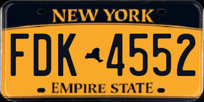 NY license plate FDK4552