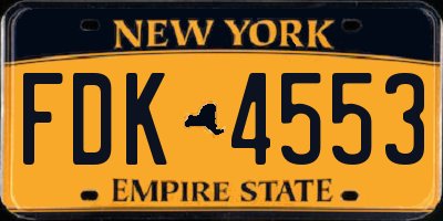 NY license plate FDK4553