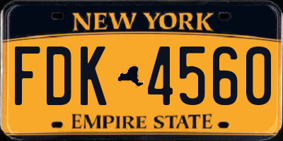 NY license plate FDK4560