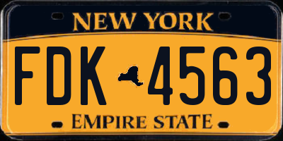 NY license plate FDK4563