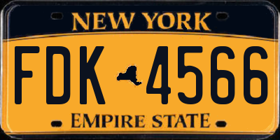NY license plate FDK4566
