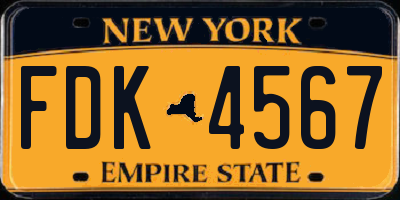 NY license plate FDK4567