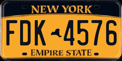 NY license plate FDK4576