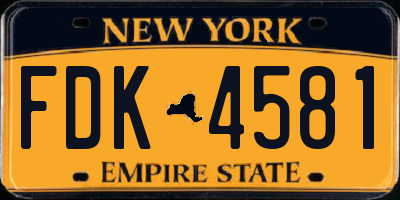 NY license plate FDK4581