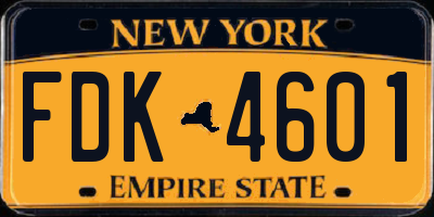 NY license plate FDK4601