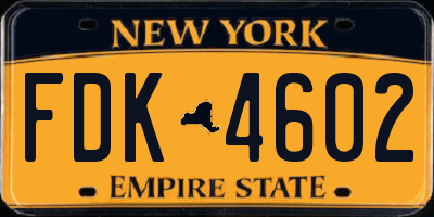 NY license plate FDK4602