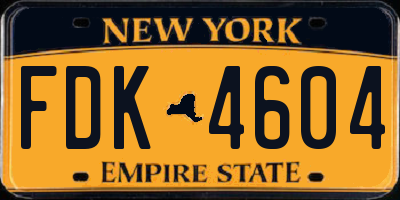 NY license plate FDK4604