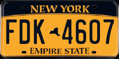 NY license plate FDK4607