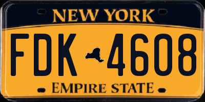 NY license plate FDK4608